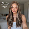 DWY Joy step go lace glueless wig with long layered brown hair and natural highlights for women