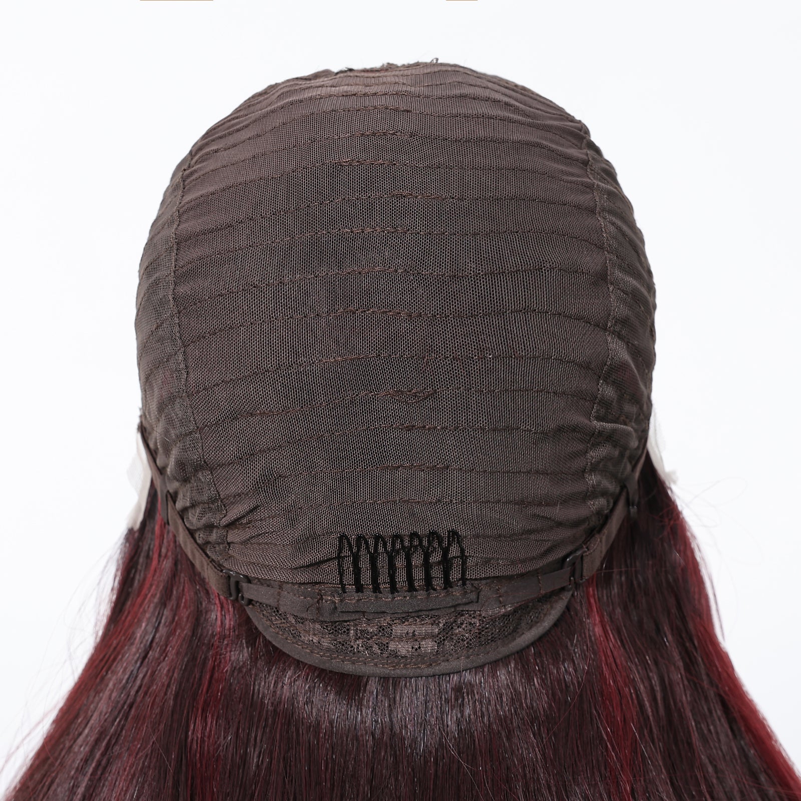 DWY Long Dark Red Lace Front Mixed Burgundy Natural Black Wave Hand Tied Middle Part Natural Synthetic Wig