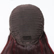 DWY Long Dark Red Lace Front Mixed Burgundy Natural Black Wave Hand Tied Middle Part Natural Synthetic Wig