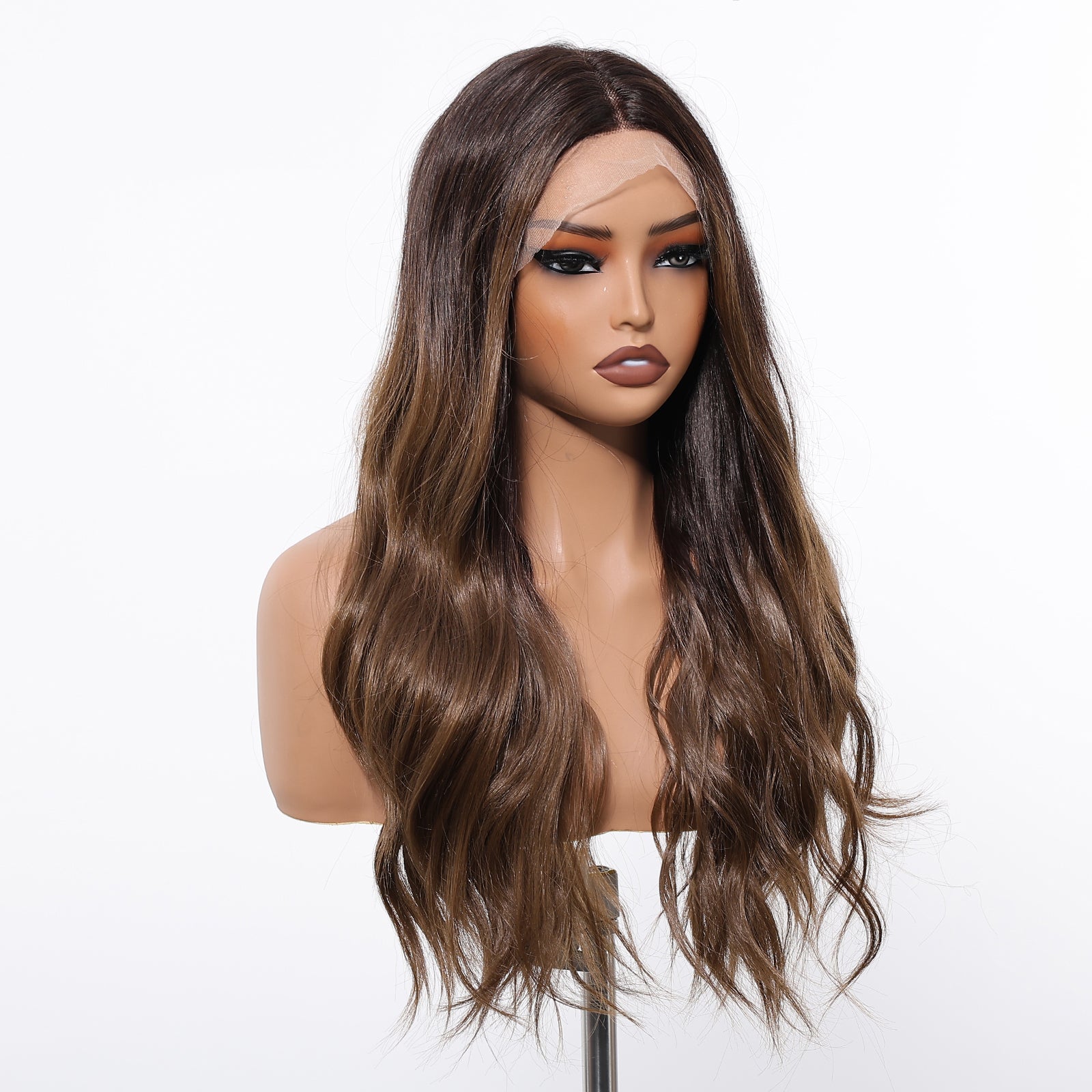 Lila-DWY  Synthetic Lace Front Brown HD Lace Body Wave Pre Plucked Glueless Wig