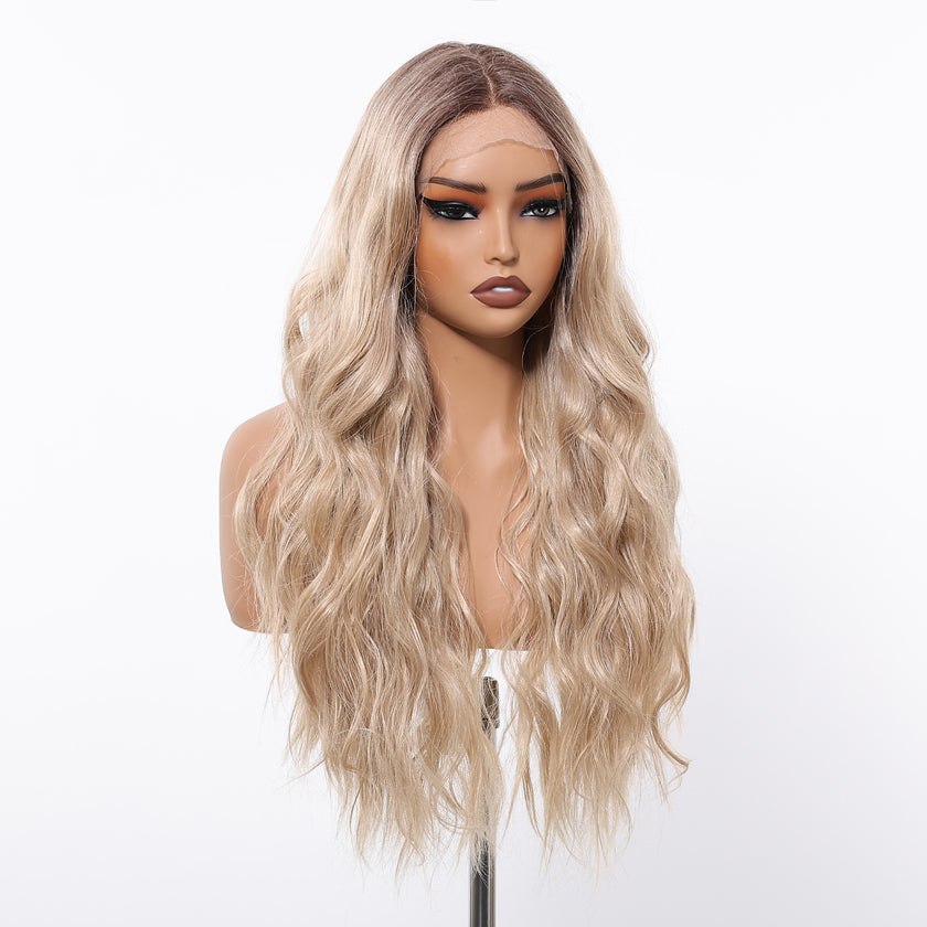 Adalynn-DWY  Synthetic Lace Front Brown HD Lace Body Wave Pre Plucked Glueless Wig