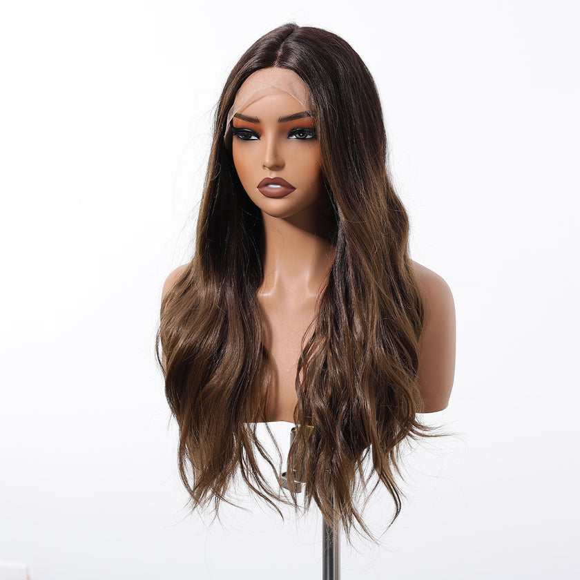 Lila-DWY  Synthetic Lace Front Brown HD Lace Body Wave Pre Plucked Glueless Wig