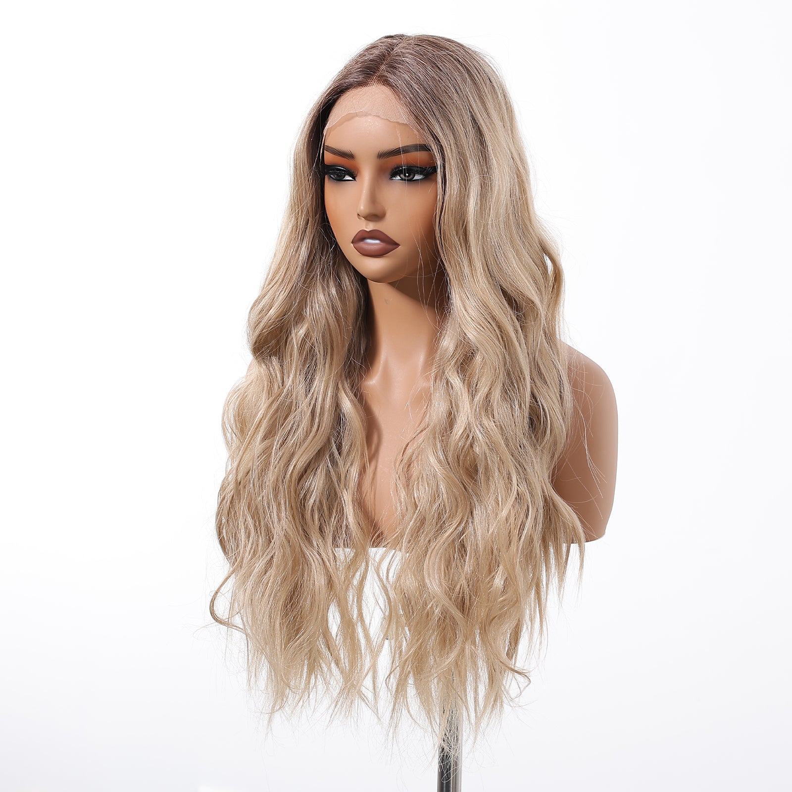 Adalynn-DWY  Synthetic Lace Front Brown HD Lace Body Wave Pre Plucked Glueless Wig