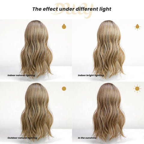 Rhea-DWY Mono 22-Inch Lace Front Curly Wig - Blonde with Dark Roots