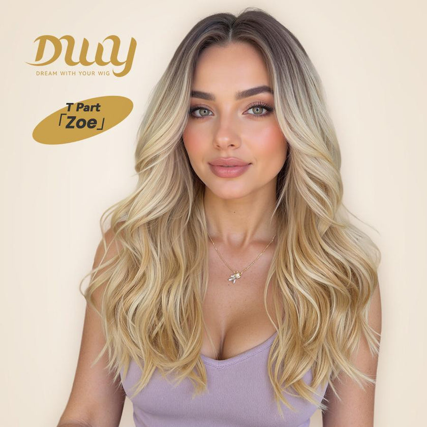[CLEARANCE SALE] Zoe H-DWY Lace Front T Part Water Wavy Blonde Dyed Version Glueless Synthetic Wig