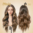 Tin-DWY 13x6 Lace Front Wig 26 Inches Long Water Wavy Brown Glueless Synthetic Wig