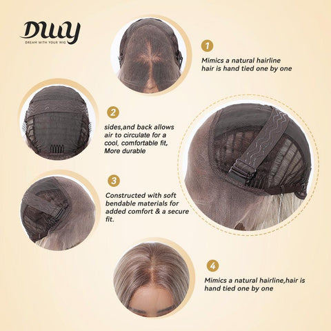 Joyce- DWY 13×6 Lace Front Free Part Long Golden Gradient Straight Glueless Synthetic Wig