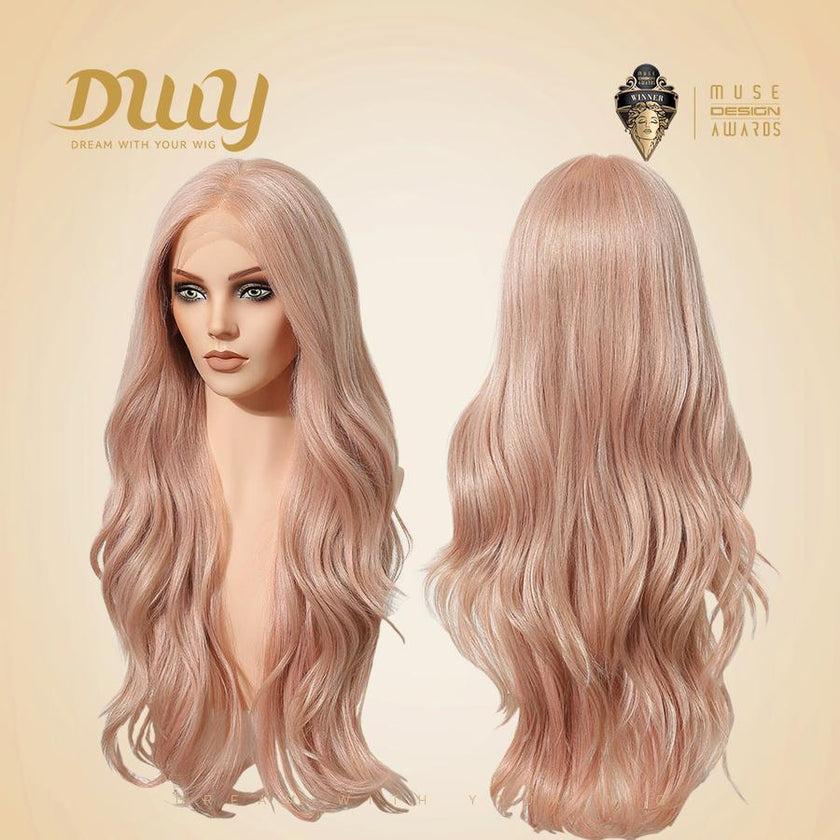 Nora-DWY 13×6 Filter Lace Free Part Curly Baby Pink Highlighted Glueless Synthetic Wig