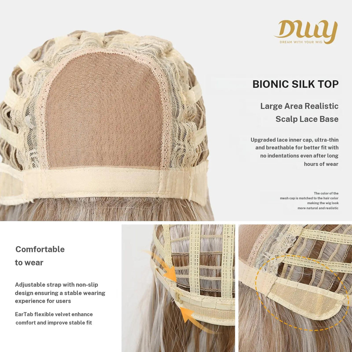 Gwen NEW CRAFT! [GEN4 cashmere Bionic Silky Top] 18 Inch Long Feathered Layerst Blonde With Dark Roots Glueless Synthetic Wig with Bangs for Women High Quality soft texture Easy Wear Comfortable Fit