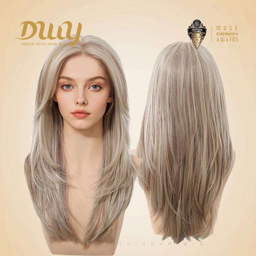 Adeline- DWY 13×4 Filter Lace Front Free Part Layered  Straight Blonde Synthetic Wig
