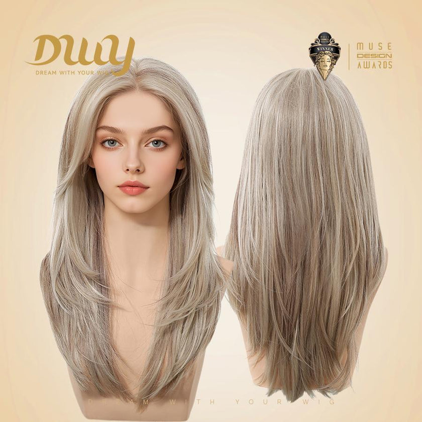 Adeline- DWY 13×4 Filter Lace Front Free Part Layered  Straight Blonde Synthetic Wig