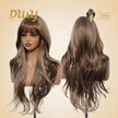(Us Only)Elara-DWY MiraScalp Long-length Wave Tea Brown Big Scalp Area Glueless Synthetic Wig