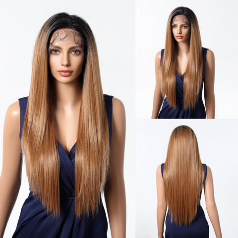 Jess-DWY Lace Front 13×6 Free Part Blonde Straight Baby Hair Synthetic Wig