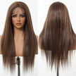 DWY 30-Inch Lace Front Wig - Silk Straight Natural Synthetic Wig with Middle Parting T-Part Design