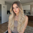 DWY Ombre Blonde Long Wavy  Frontal Lace Layered  Synthetic Wig
