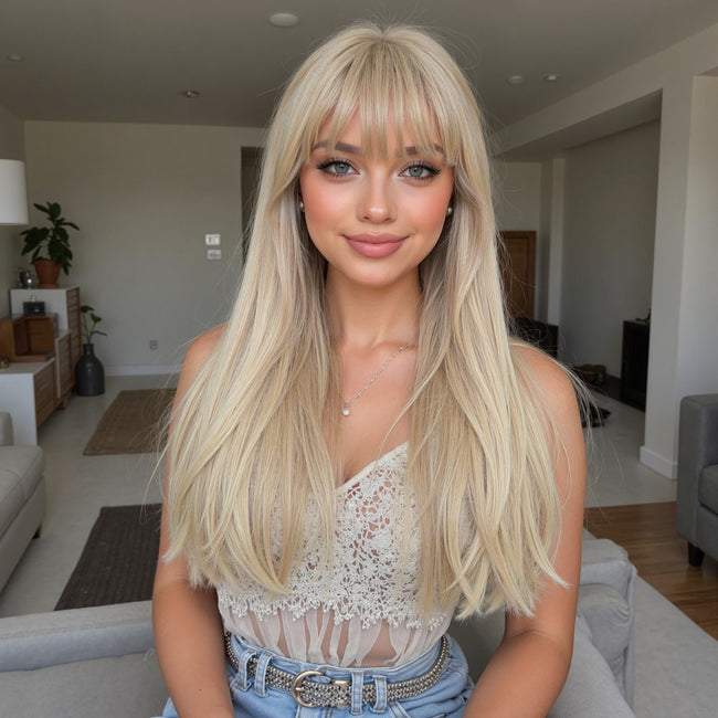 Jude-DWY Long Straight MiraScalp Sliky Glueless Synthetic Wig