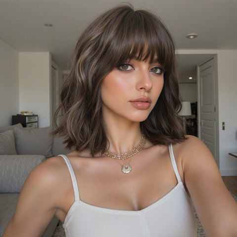 【Early Black Friday】DWY Fluffy Bob with Bangs – Cute Synthetic Wig