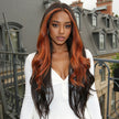 Mina C-DWY Lace Front Middle Part Long Body Wavy Orange Ombre Glueless Synthetic Wig