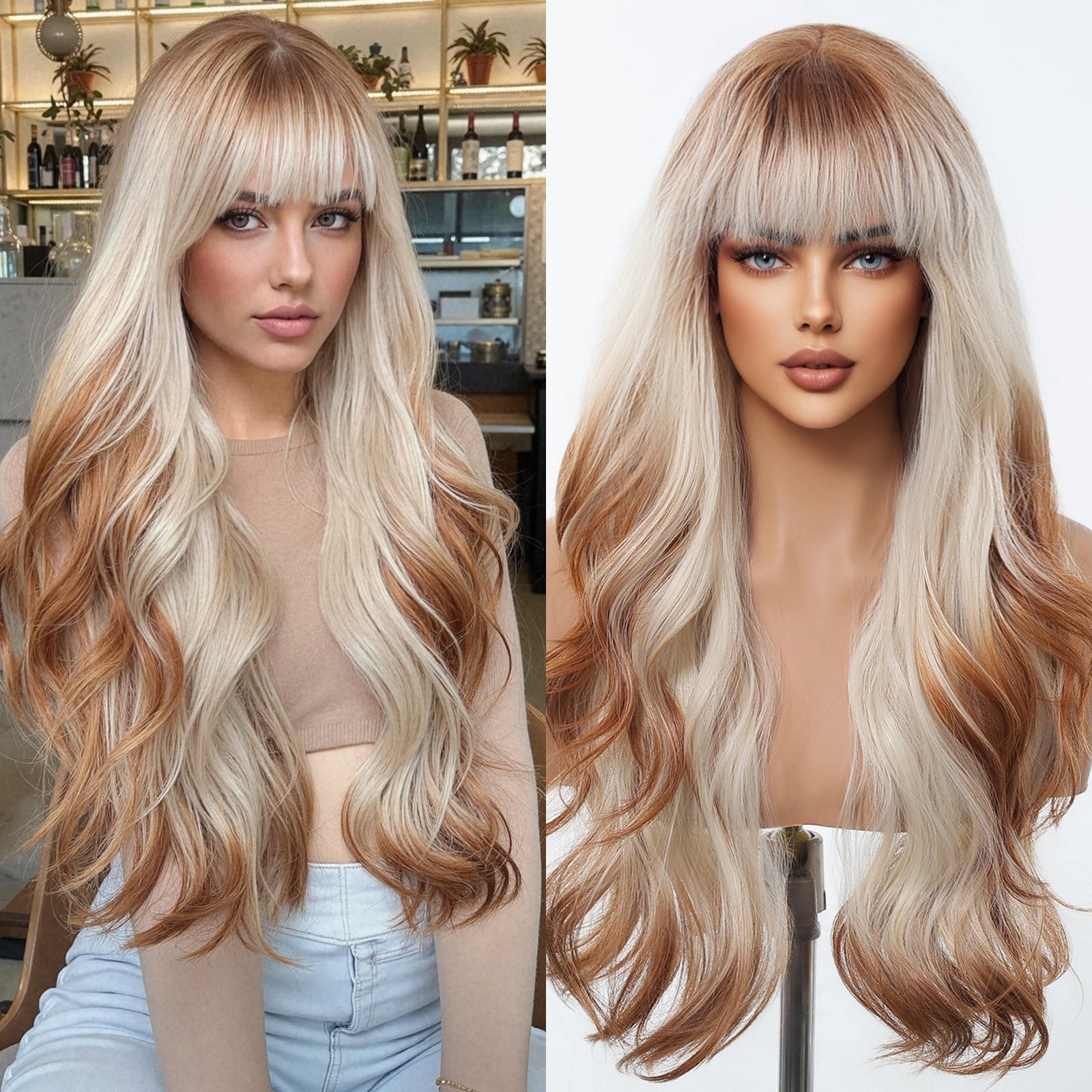 DWY 26 Inches Beach Wave Mixed Color Synthetic Wig