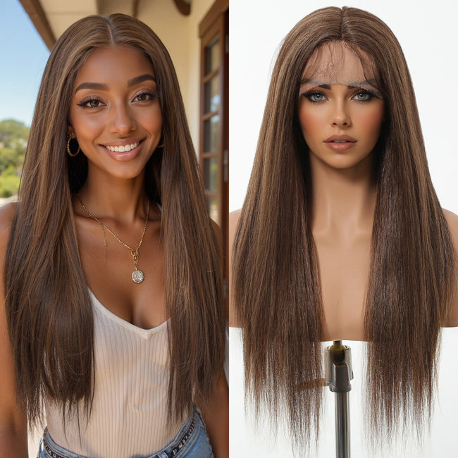 DWY T-Part Lace Wig - Elegant Mixed Brown Style for Black Women