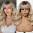 DWY Chestnut Brown Wavy Bangs Synthetic Wig