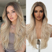 DWY Ombre Blonde Long Wavy  Frontal Lace Layered  Synthetic Wig
