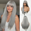 Skylar-DWY Long Straight Sliver Synthetic Wigs With Bangs