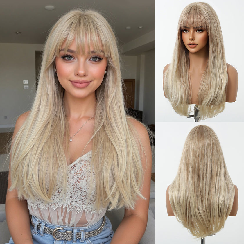 Jude-DWY Long Straight MiraScalp Sliky Glueless Synthetic Wig