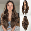 DWY Lace Front Natural Highlighted Brown Wavy Synthetic Wig
