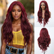 ROXY DWY Red Long Middle Lace Parting Wavy Synthetic Wig