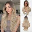 DWY Ombre Blonde Long Wavy  Frontal Lace Layered  Synthetic Wig