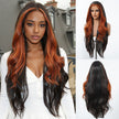 Mina C-DWY Lace Front Middle Part Long Body Wavy Orange Ombre Glueless Synthetic Wig