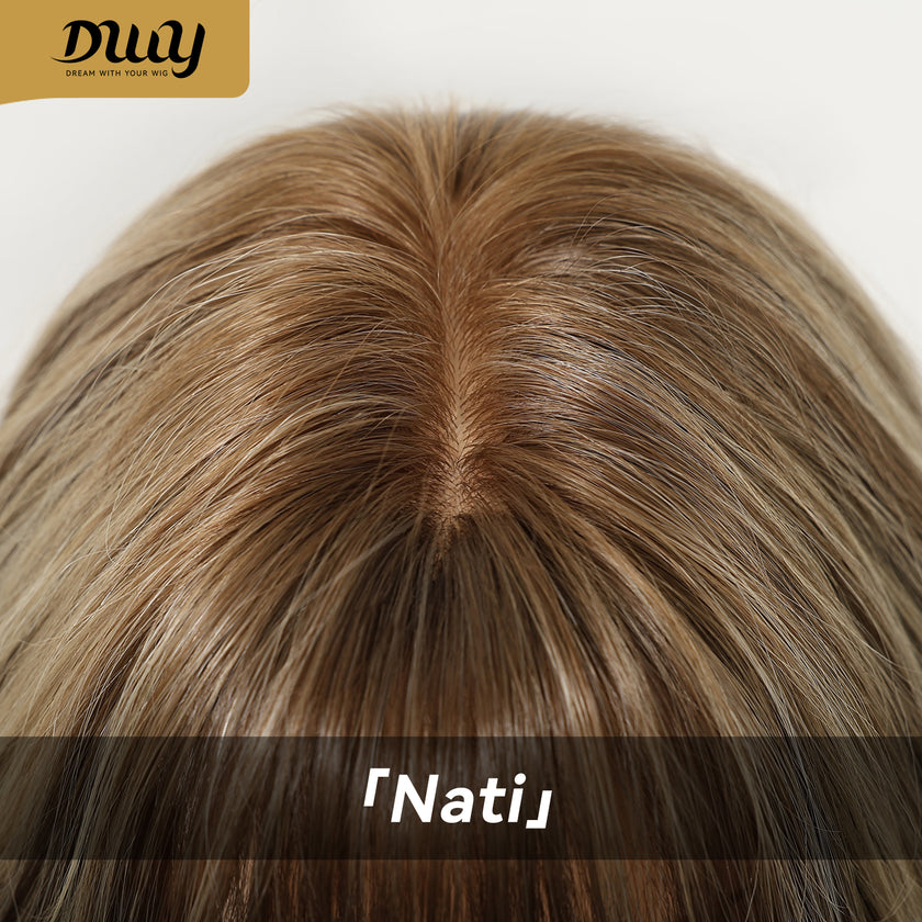Nati C-DWY New Technology! Bionic Silk Top Mix Honey Bronde 22-Inch Long Wave Glueless Synthetic Wig