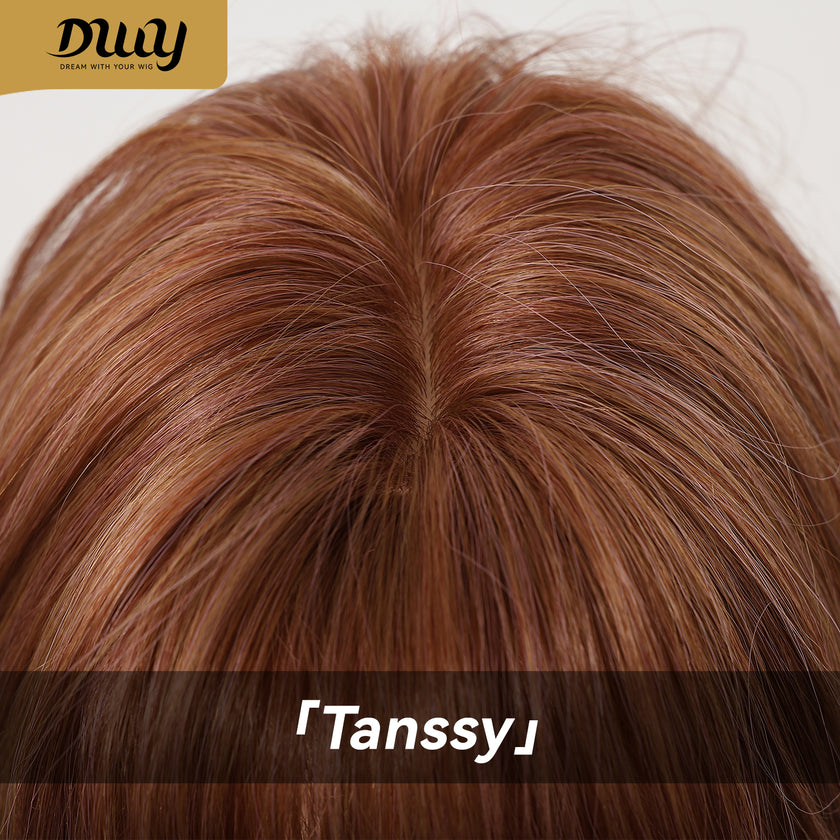 Tanssy C-DWY New Technology! Bionic Silk Top Ginger 22-Inch Long Wave Glueless Synthetic Wig