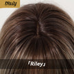 Riley- New! DWY Bionic Silk Top 26-Inch Long Body Wave Layer-cut Brown Balayage Glueless Synthetic Wig with Bangs for Women High-Quality Premium Fiber Easy Wear Comfortable Fit Summer Look