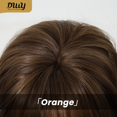 Orange- 24-Inch Long-Length Straight Layer-Cuts Wig with Bangs - Glueless Synthetic Wig