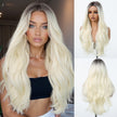 DWY Lace front 26 Inch ombre white long curly wig for women DWY-BL66122-1