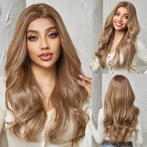 DWY Lace front 22 Inch natural brown long curly wig for women DWY-BL66052-1