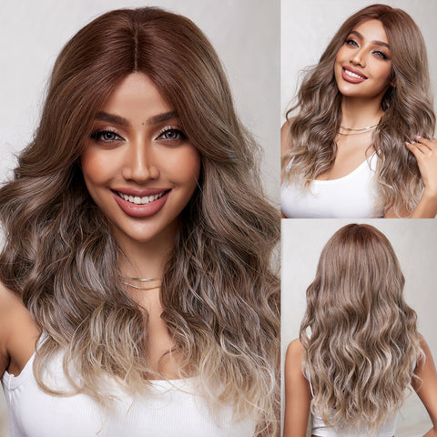 DWY Lace front 16 Inch ombre flax brown short curly wig for women DWY-BL66124-1
