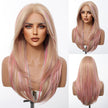 Amaris C-DWY 13×4 Lace Front Free Part Long-Length Straight Brown with Blonde Highlights Glueless Synthetic Wig