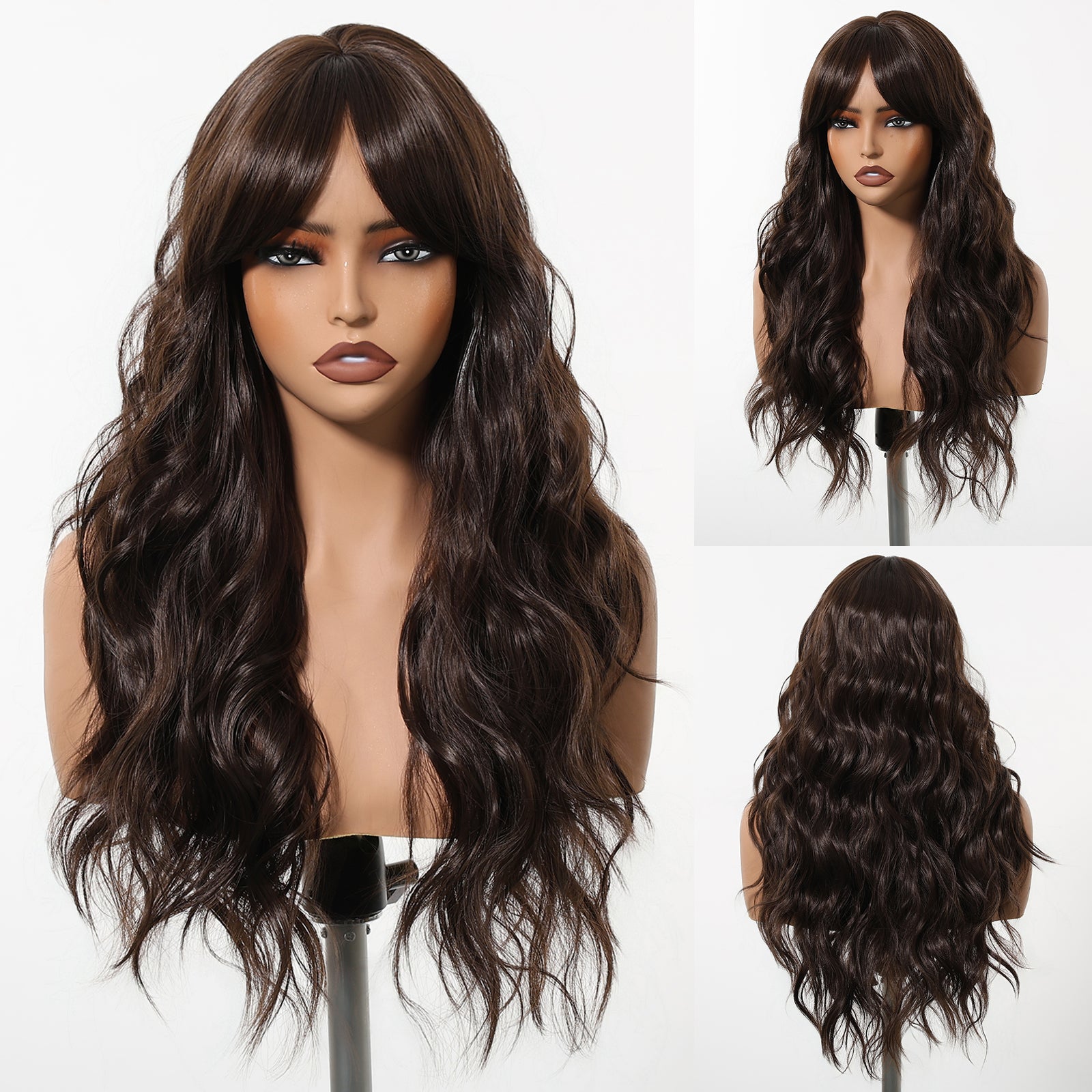 Eireen-DWYLong Brown Curly Glueless Synthetic Wig