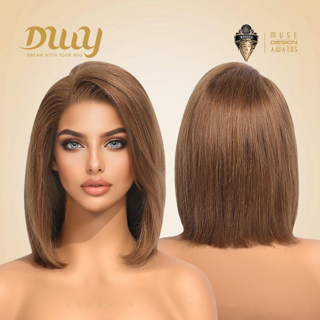 Corinne C- DWY Human Hair Pre Plucked Bob Hair 13*6 Natural Textured Hair Invisible HD Lace Frontal Synthetic Wig