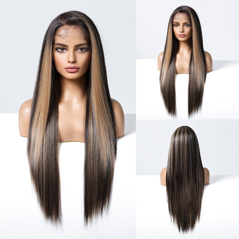 Jess-DWY Lace Front 13×6 Free Part Blonde Straight Baby Hair Synthetic Wig