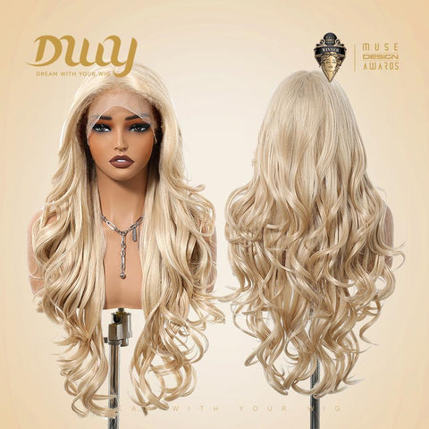 Mae-DWY 28-Inch Wavy Glueless Lace Front Wig for Women