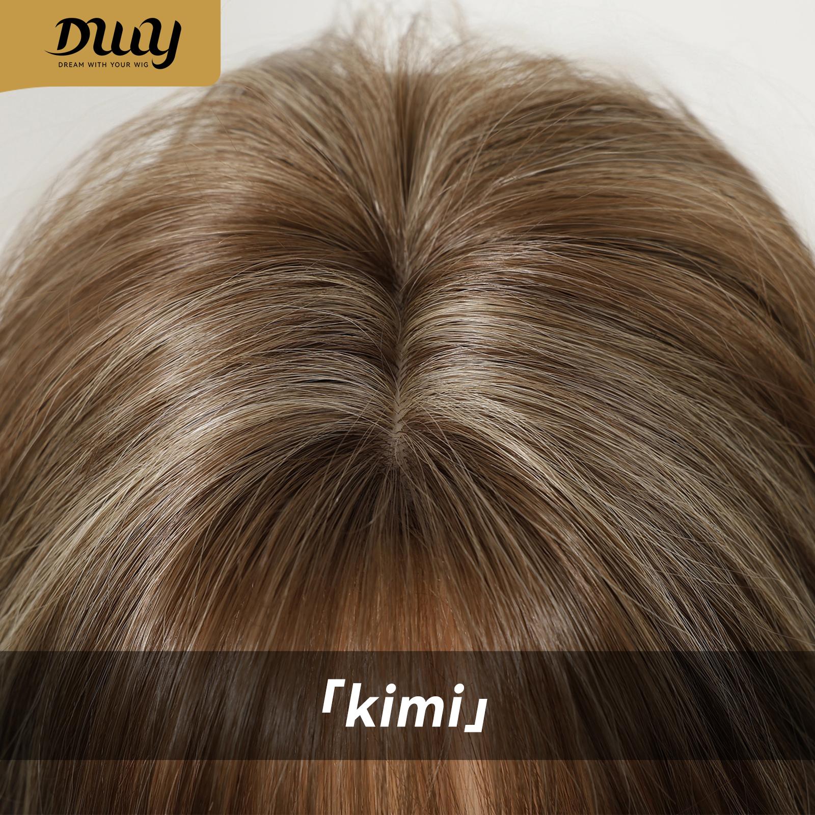 Kimi C-DWY New Technology! Bionic Silk Top 22-Inch Long Wave Light Brown Glueless Synthetic Wig