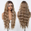 Bess-DWY 28-Inch Filter Lace Long Water Wavy Brown Wig with Highlights
