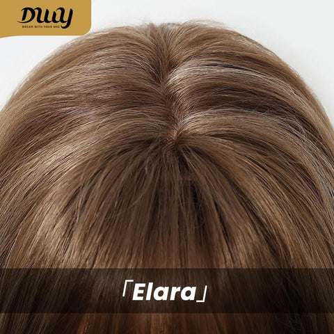 Elara-DWY Long-length Wave Tea Brown Big Scalp Area Glueless Synthetic Wig