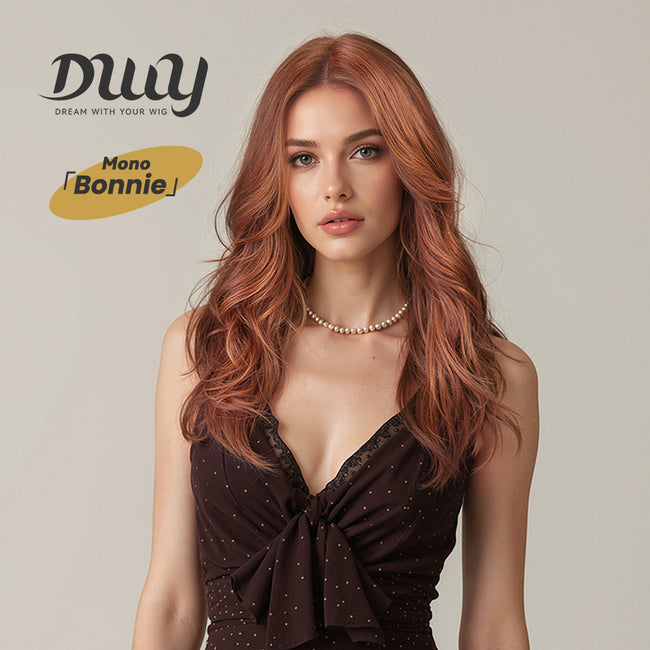 Bonnie C-DWY Mono Lace Front Free Part Mid-Length Curly Reddish Brown Glueless Synthetic Wig