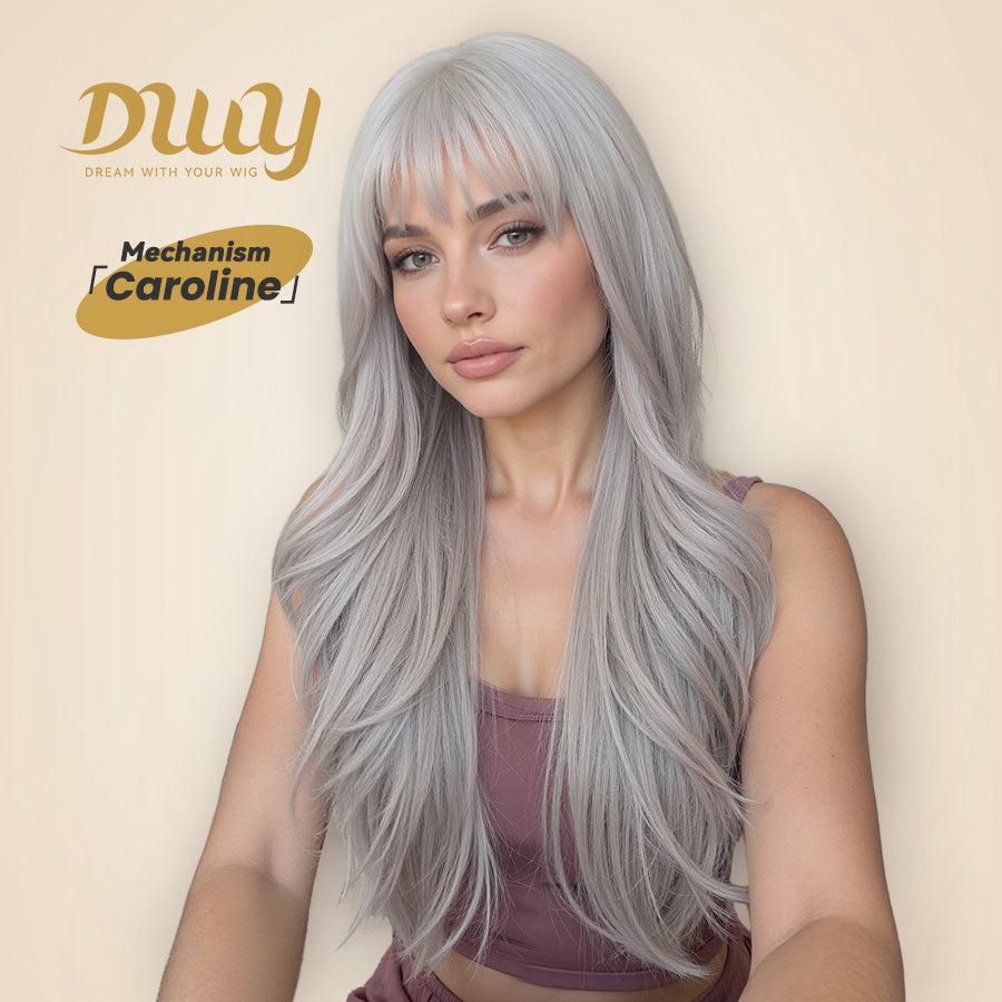 Caroline-DWY 26-Inch MiraScalp Long-Length Body Wave Silver Grey Wig