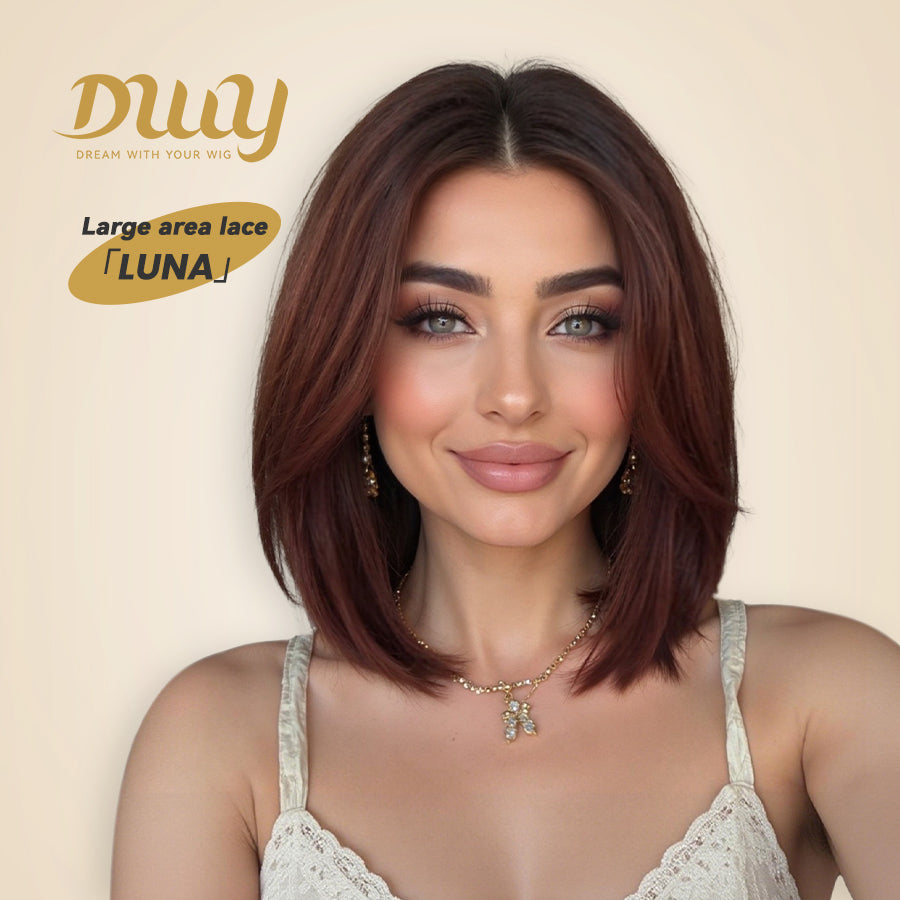 Luna-DWY 13×6 Lace Front Free Part Shoulder Length Bob Glueless Synthetic Wig